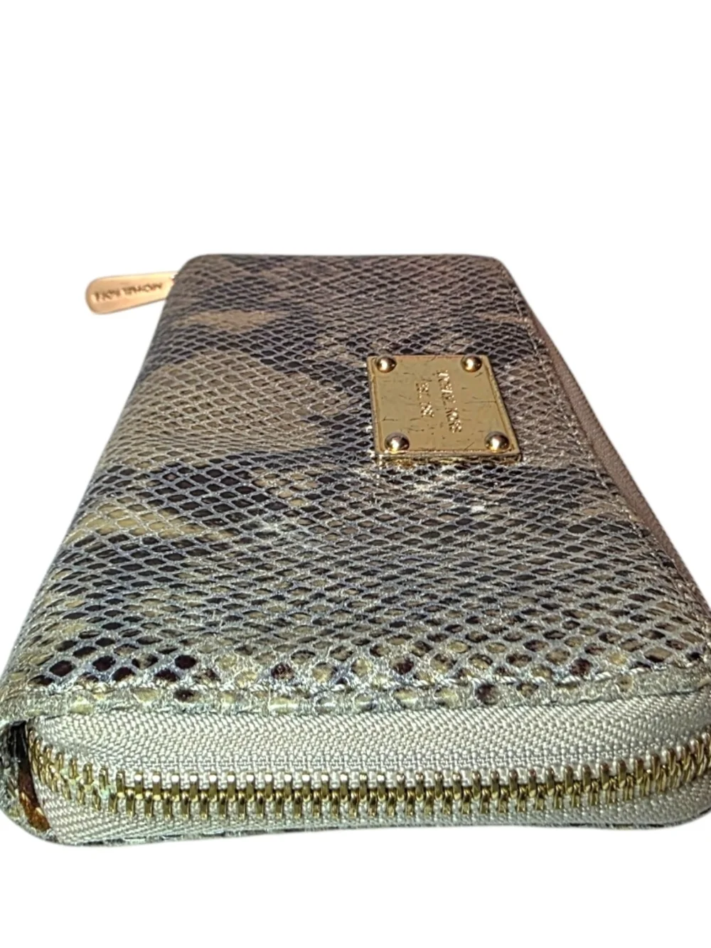 Michael Kors Metallic Snake-Print Wallet - Gold - Picture 7 of 11